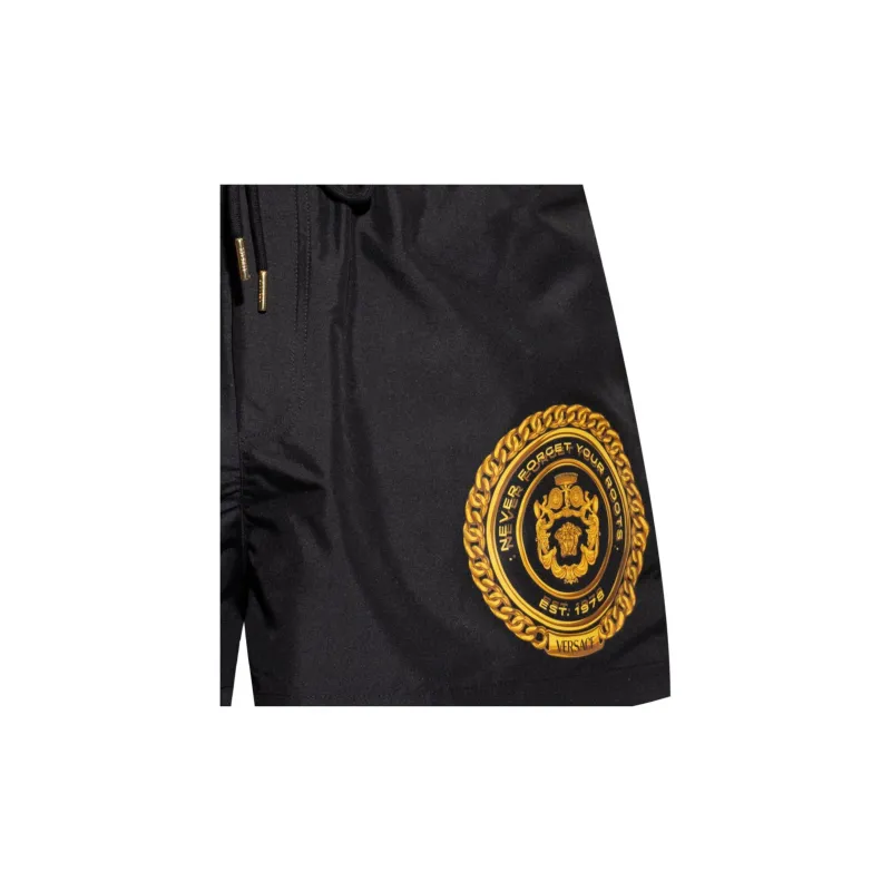 VERSACE Logo Printed Drawstring Swim Shorts-3