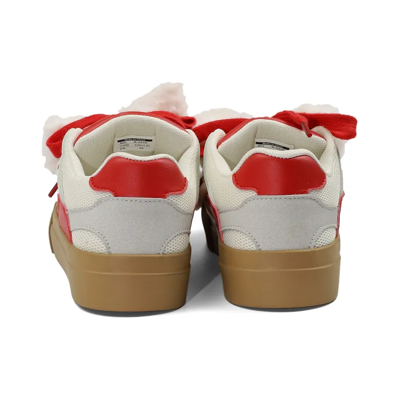 B10CROWN Anti Slip And Wear Resistant Lightweight Low Top Skateboard Shoes Women's Christmas Red-5