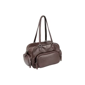 YOCAMU Sheepskin Handbag Women's Coffee/Black