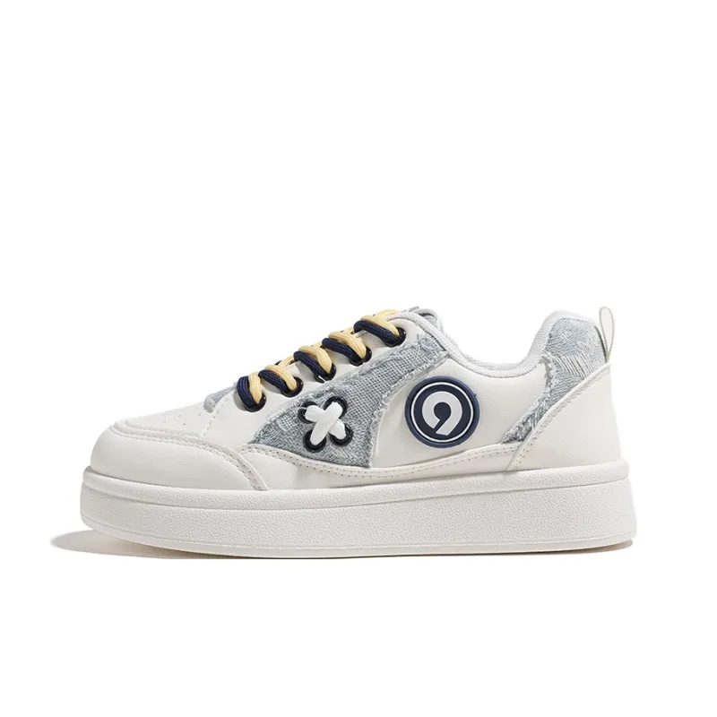 HUANQIU Wear Resistant Lightweight And Balanced Low Top Skateboard Shoes Women's White Blue-0