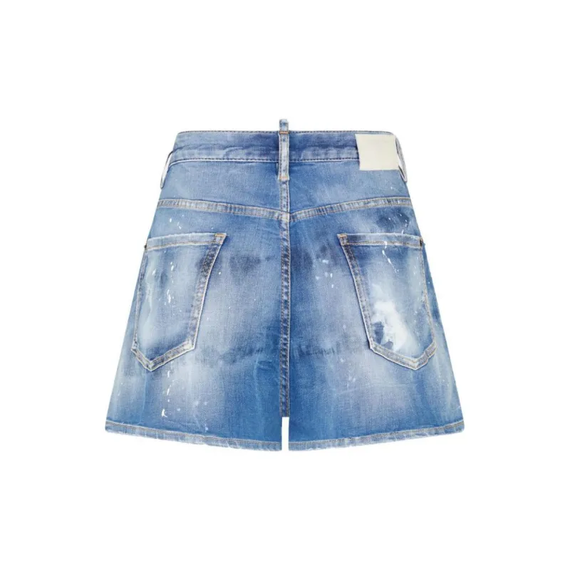 DSQUARED 2 Distressed High Waist Denim Shorts-1