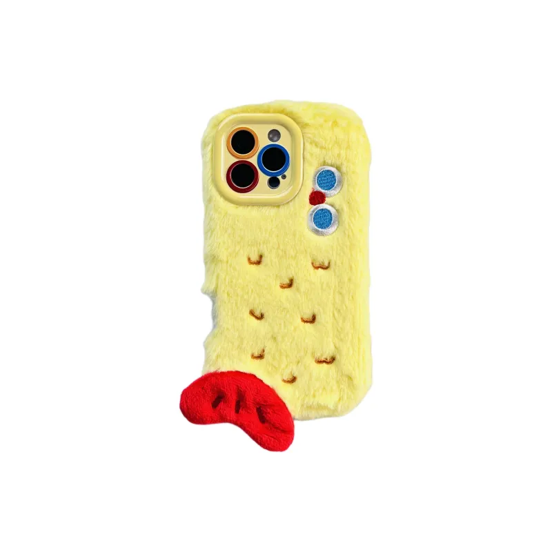 Wei Xin Plush Material Plush Shrimp And Carp Fry Phone Cases Compatible With IPhone 16/15 Pro Max/Apple 13/14 Pro/Max-8
