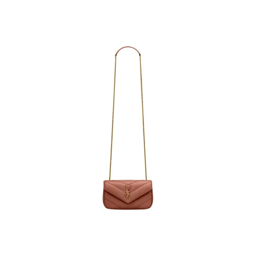 SAINT LAURENT LOULOU Lambskin Shoulder Bag Crossbody Bag Mini Women's Red