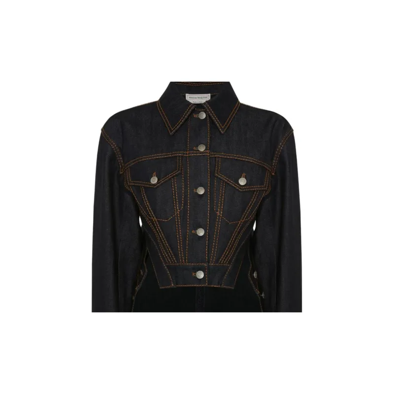 Alexander McQueen Denim Jackets Women's Blue-4