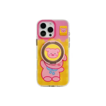 Wei Xin Acrylic Material Pink Pig Magnetic Stand Phone Cases Compatible With IPhone 16/15 Pro Max/Apple 13/14 Pro/Max