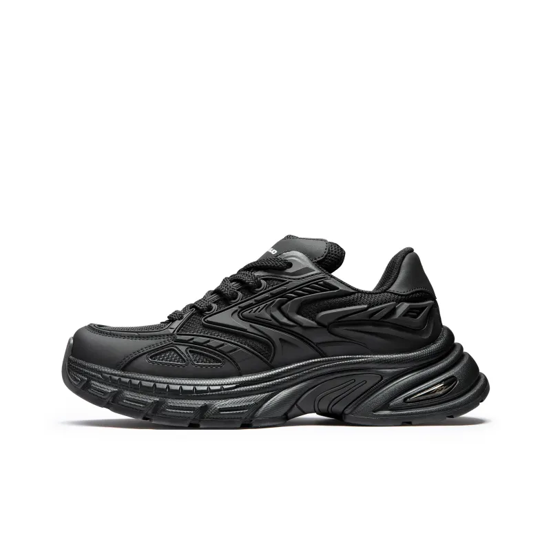 SENGUOGUO Anti Slip And Wear Resistant Height Increasing Low Top Chunky Sneakers Unisex Black-0