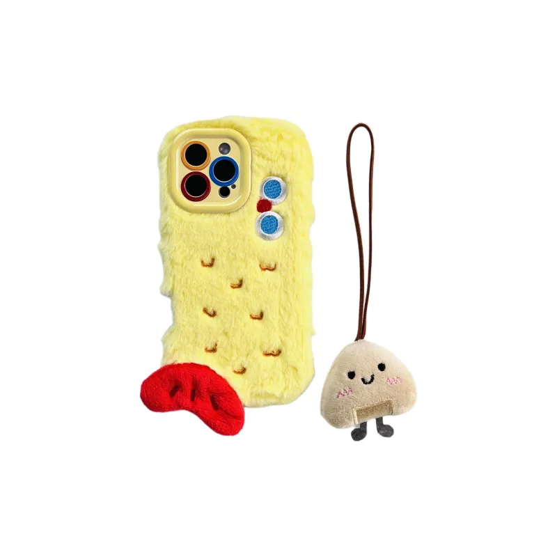 Wei Xin Plush Material Plush Shrimp And Carp Fry Phone Cases Compatible With IPhone 16/15 Pro Max/Apple 13/14 Pro/Max-6