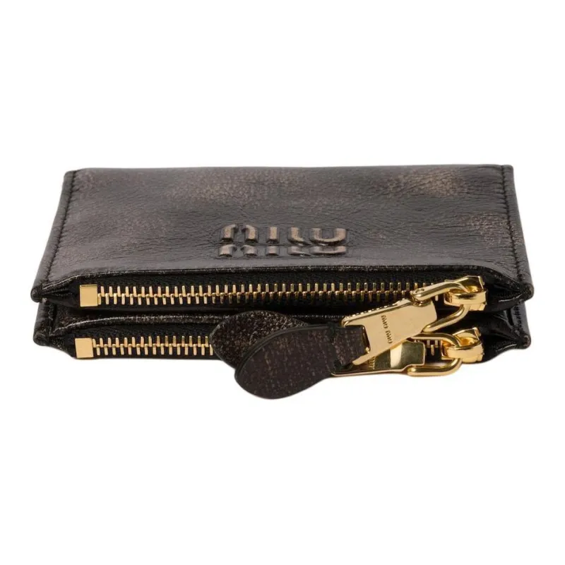 MIU MIU Lambskin Wallet Small Size Unisex Coffee-3