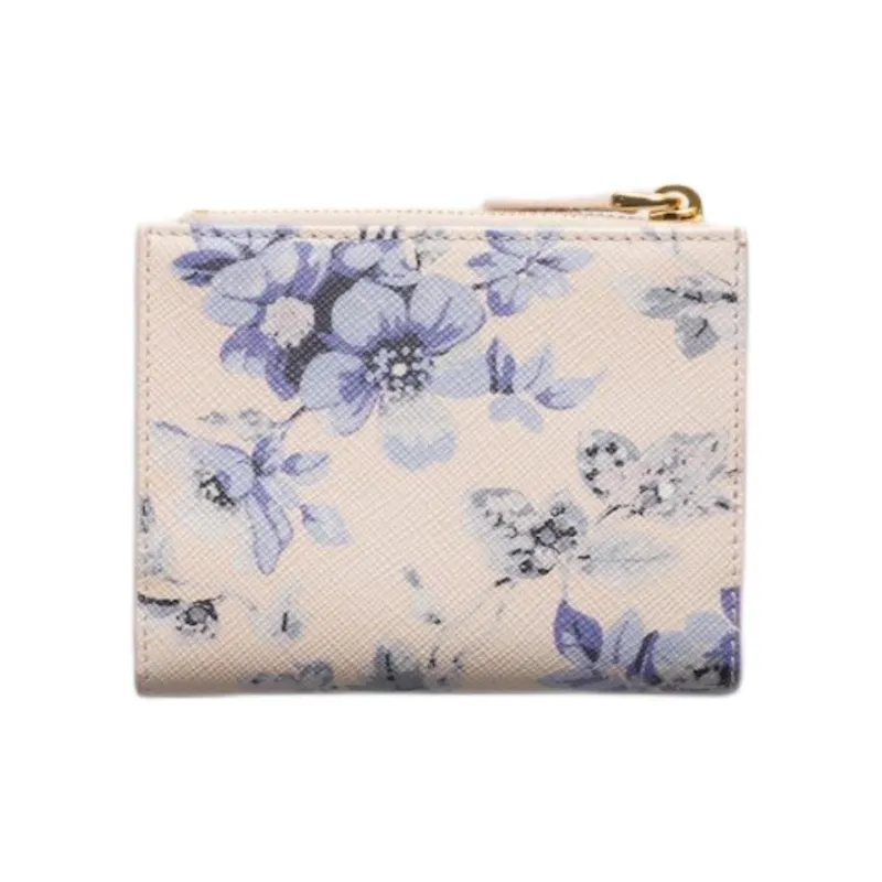 PRADA Saffiano Leather Wallet Trumpets Women's Light Purple & Blue-1
