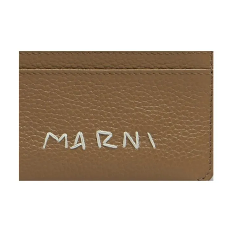 MARNI Mending Calfskin Card Holder Unisex Creta-3