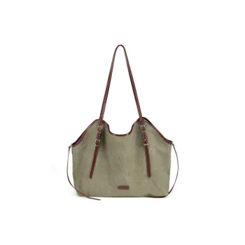 YOCAMU Canvas Canvas Shoulder Bag Large Size Women's Green/Gray Blue