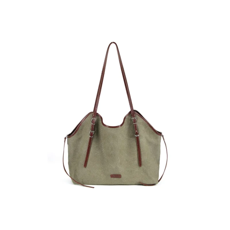 YOCAMU Canvas Canvas Shoulder Bag Large Size Women's Green/Gray Blue-0
