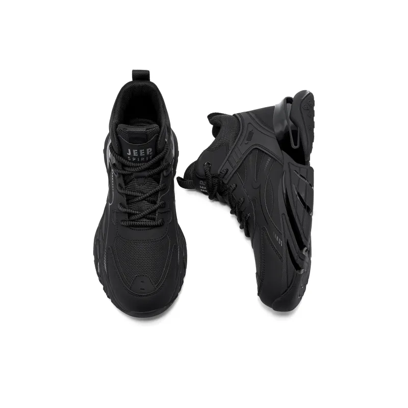JEEP SPIRIT Cushioning Anti Slip And Wear Resistant Coverage Support High Top Outdoor Shoes Men's Graphite Black-3