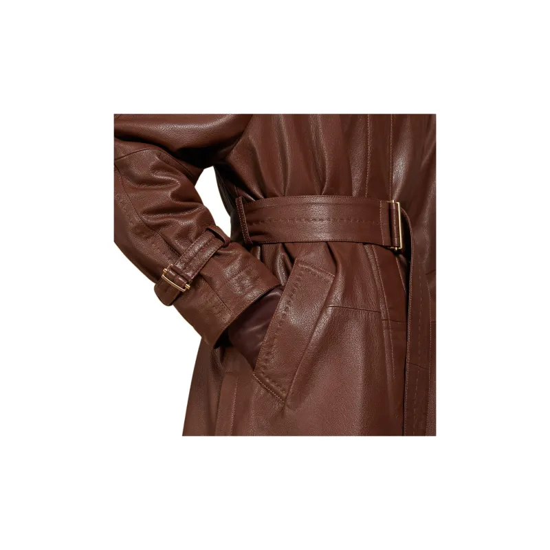 MaxMara Bellico Collection Leather Jacket Women's Brown-5