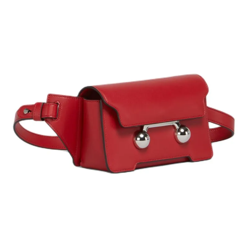 MARNI Calfskin One Shoulder Crossbody Bag, Sling Bag Unisex Red-2