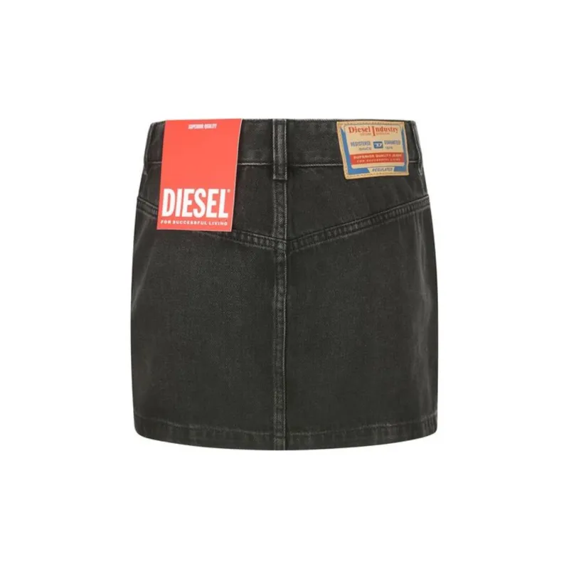 DIESEL De Ron Logo Patch Denim Mini Skirt-1