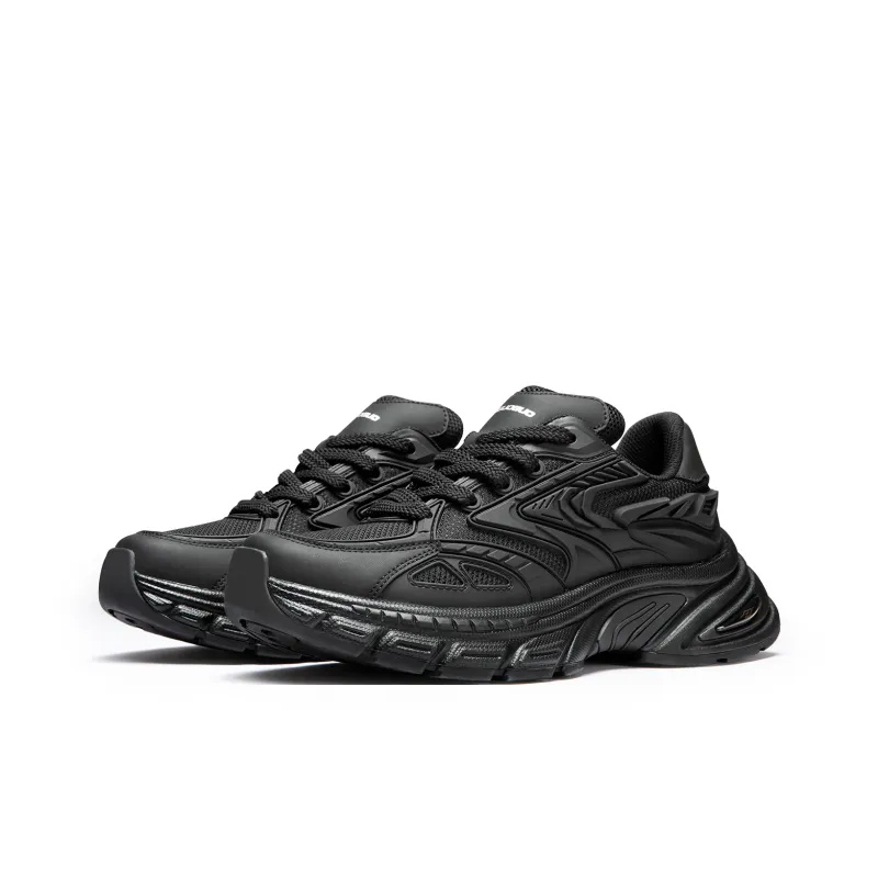 SENGUOGUO Anti Slip And Wear Resistant Height Increasing Low Top Chunky Sneakers Unisex Black-1