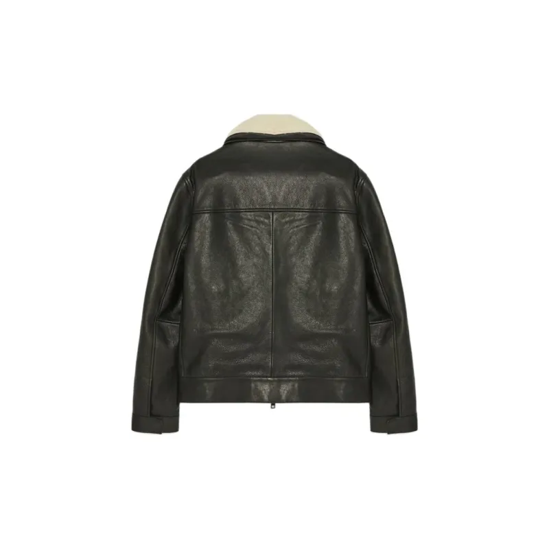 Yves Salomon Shearling Collar Leather Jacket-1