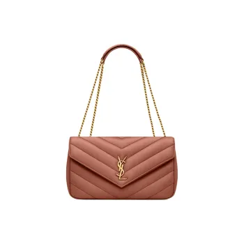 SAINT LAURENT LOULOU Lambskin Shoulder Bag Medium Size Women's Red