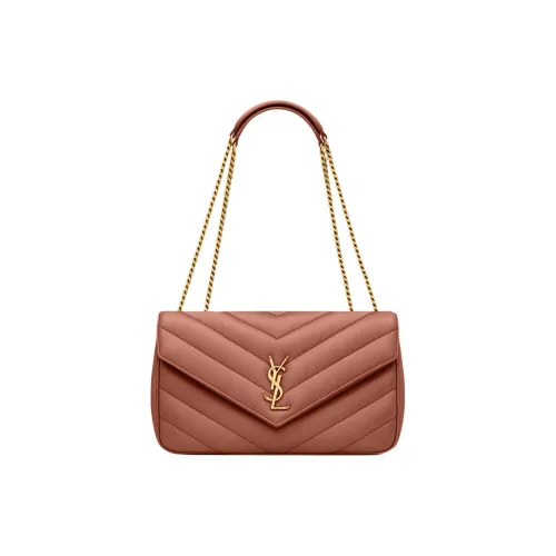 SAINT LAURENT LOULOU Lambskin Shoulder Bag Medium Size Women's Red