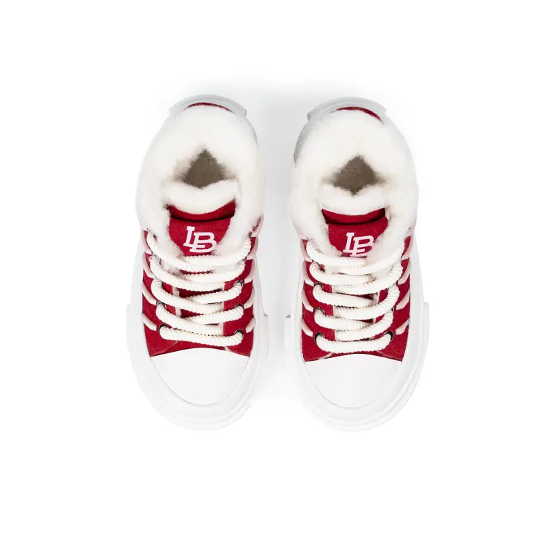 Lilbetter Christmas Red Collection Lightweight Coverage Low Top Furry Skateboard Shoes Women's-2