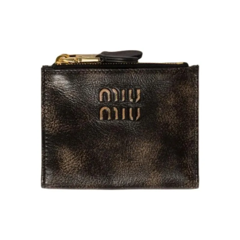 MIU MIU Lambskin Wallet Small Size Unisex Coffee-0