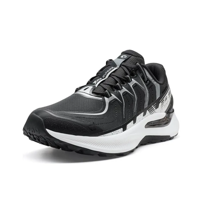 XTEP Cushioning, Slip Resistant, And Abrasion Resistant Low Top Casual Running Shoes Men's Black White-1