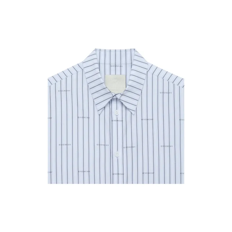 Givenchy Logo Print Striped Long Sleeve Shirt-5