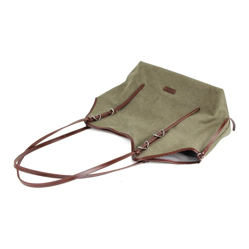 YOCAMU Canvas Canvas Shoulder Bag Large Size Women's Green/Gray Blue-2