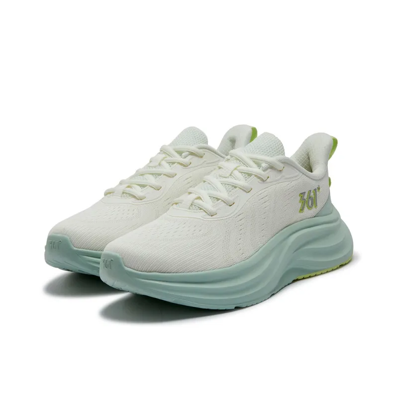 361° Wear resistant, Non slip And Breathable Low Top Casual Running Shoes Women's White Green-3