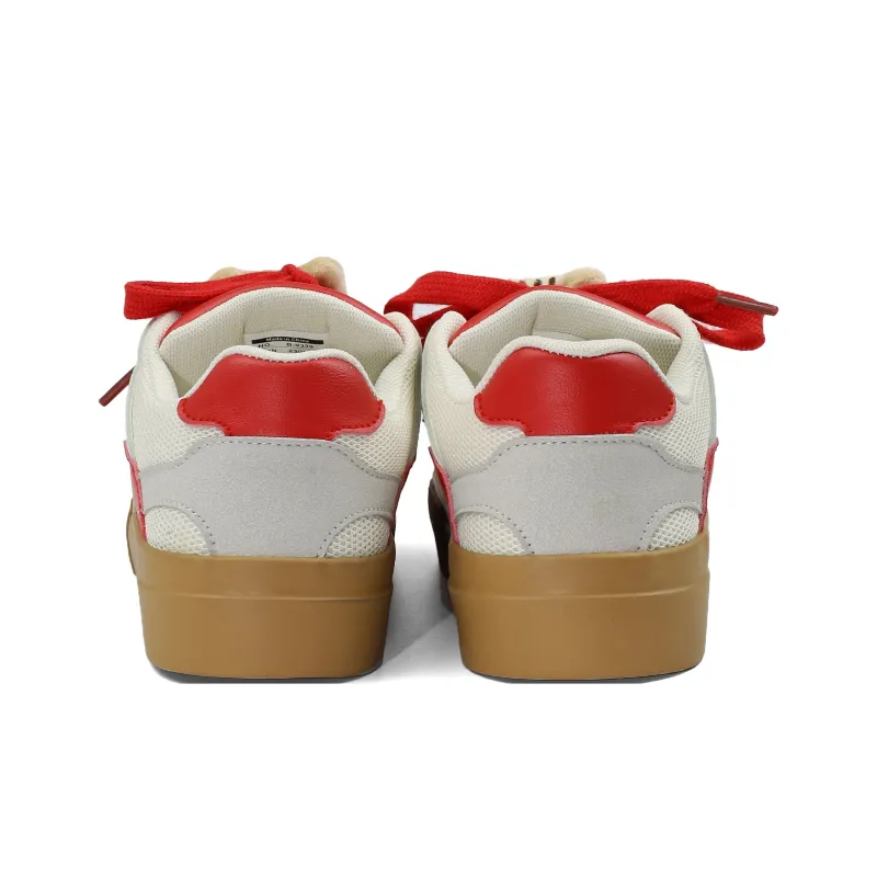 B10CROWN Anti Slip And Wear Resistant Breathable Low Top Skateboard Shoes Women's Christmas Red-5