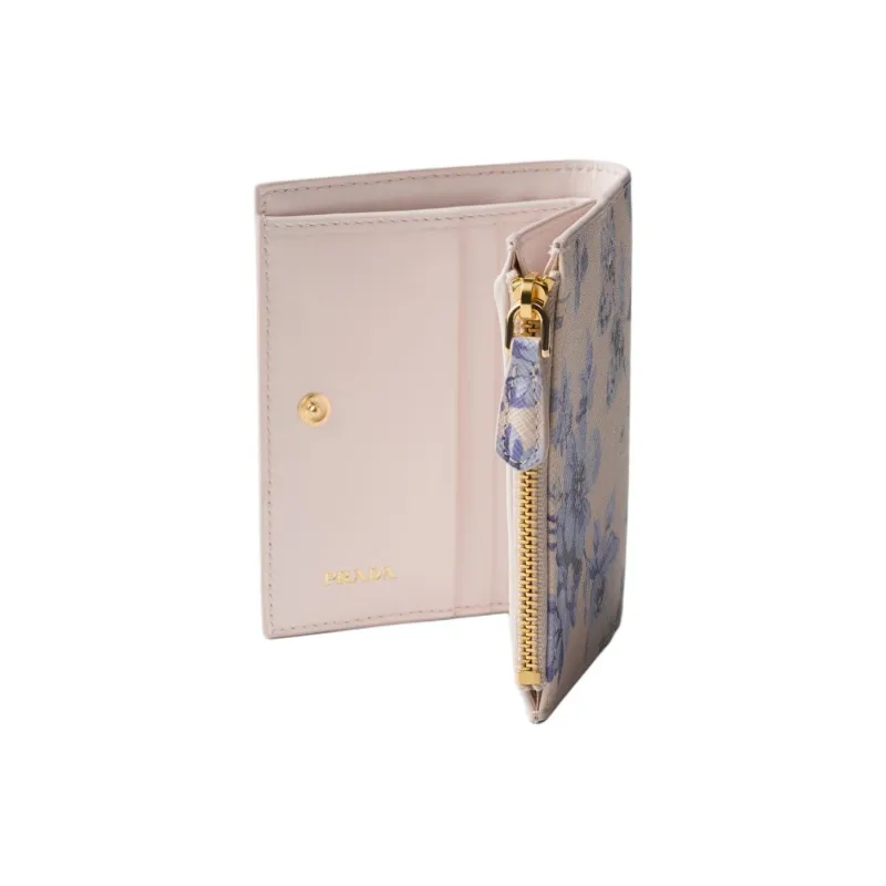 PRADA Saffiano Leather Wallet Trumpets Women's Light Purple & Blue-2