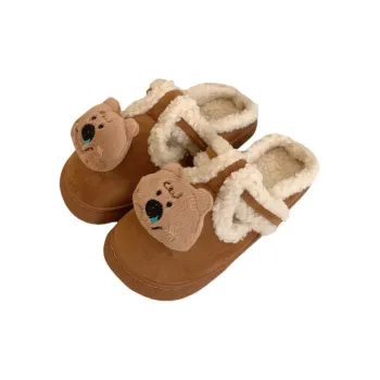 SHIGUDE Cotton Slippers Women's Light Brown
