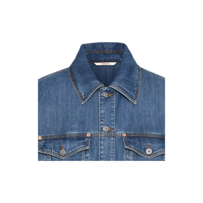 Valentino Buttoned Twill Denim Jacket-5