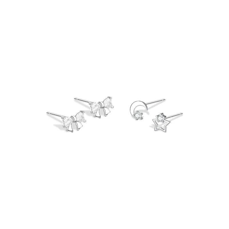KUMET Sterling Silver Stud Earrings Women's Couple Anniversary Gift-0