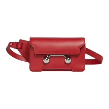MARNI Calfskin One Shoulder Crossbody Bag, Sling Bag Unisex Red