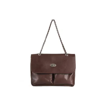 YOCAMU Cow Leather Shoulder Bag Large Size Women's Cocoa/Black