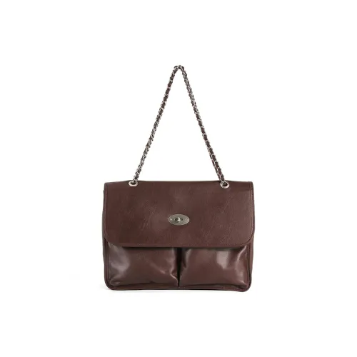 YOCAMU Cow Leather Shoulder Bag Large Size Women's Cocoa/Black