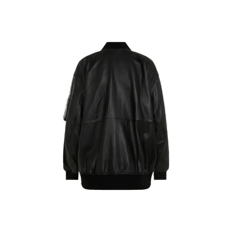 THEORY Zip Detailed Leather Bomber Jacket-1