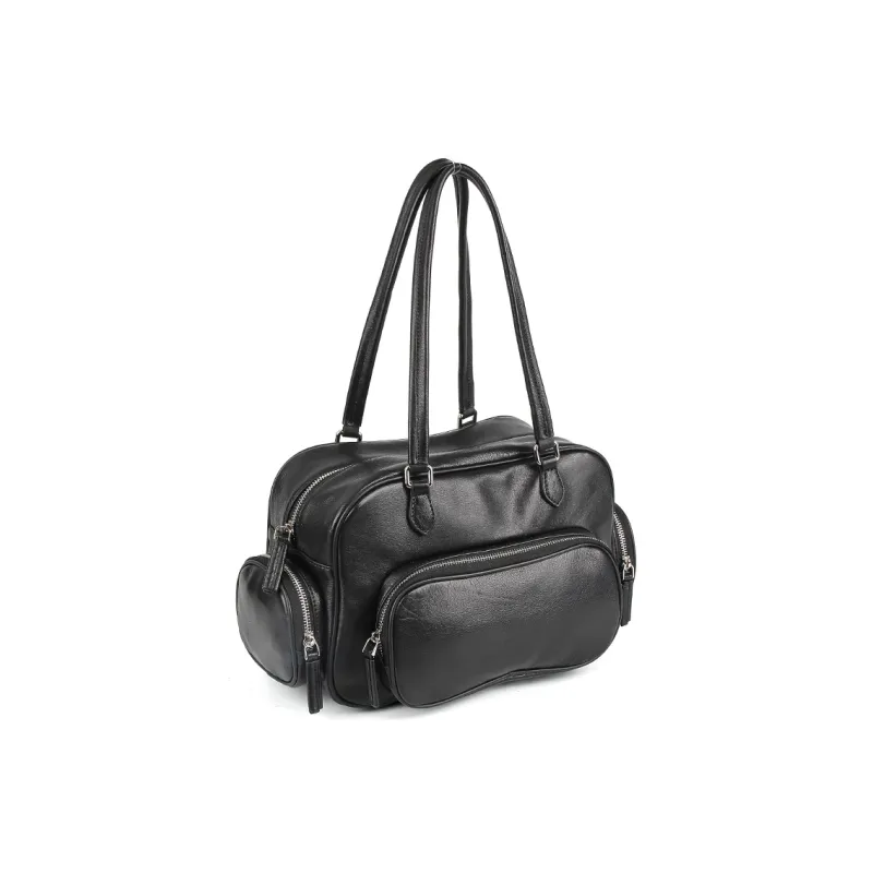 YOCAMU Sheepskin Handbag Women's Coffee/Black-7