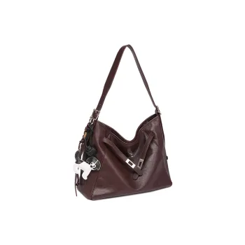 GELANDAI Cow Leather Shoulder Bag Underarm Tote Bag Large Size Women's Black/Brown
