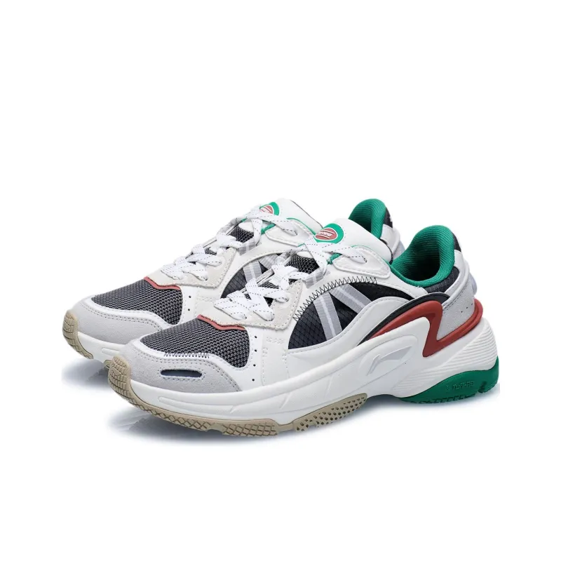 LINING Broken Generation Running Shoes Women's Low Top Thunderstorm Gray/Mist White-2
