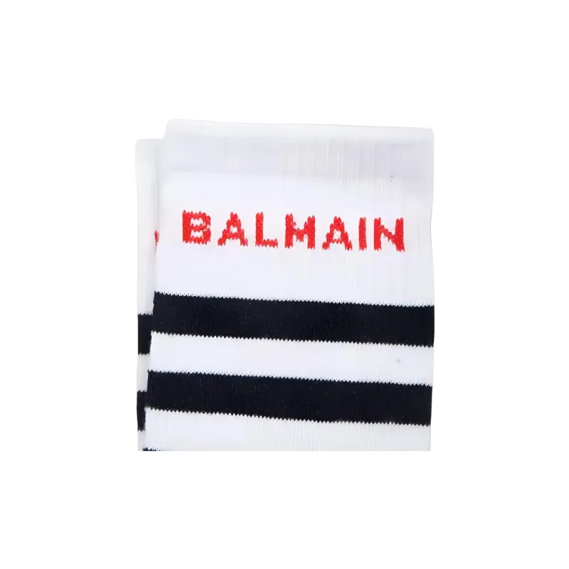 BALMAIN SS24 Mid Calf Socks Men's White-2