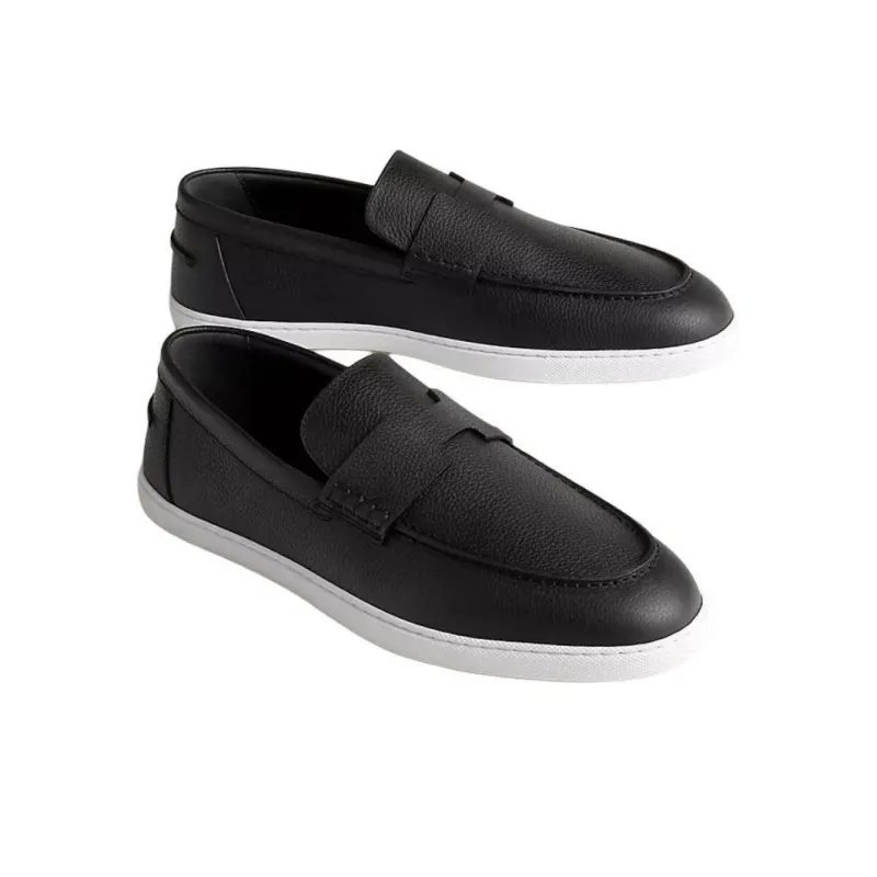 HERMES Loafers Men Black-2
