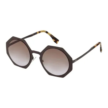 FENDI Metal Oval Sunglasses Women's Brown