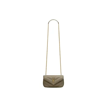 SAINT LAURENT LOULOU Lambskin Shoulder Bag, Crossbody Bag Mini Women's Dark Brown