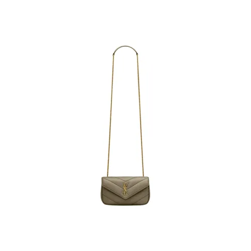 SAINT LAURENT LOULOU Lambskin Shoulder Bag, Crossbody Bag Mini Women's Dark Brown