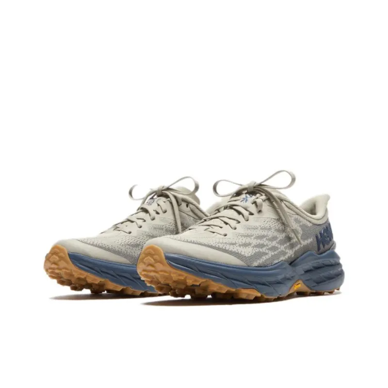 HOKA ONE ONE Speedgoat 5 Anti Slip Wear Resistant Low Top Running Shoes Men's Brown Blue-2