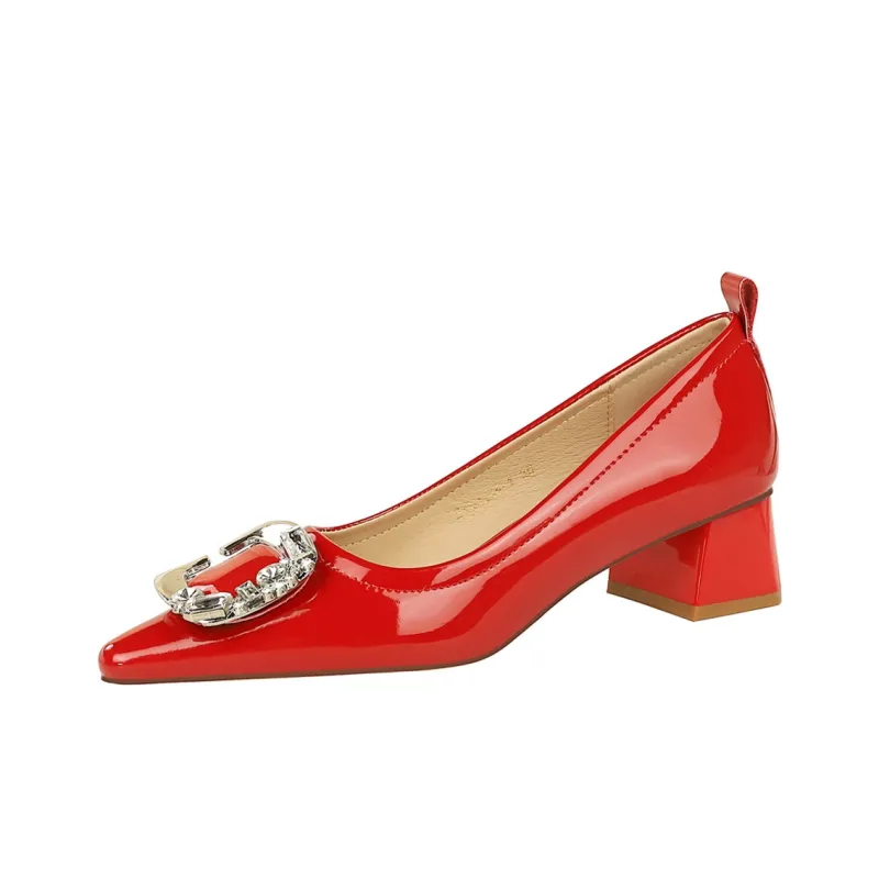 QITUMAUL Chunky Heel High Heels 4.5cm Women's-4
