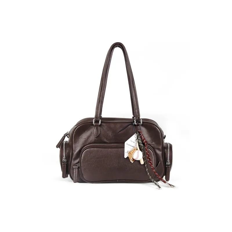 YOCAMU Sheepskin Handbag Women's Coffee/Black-6